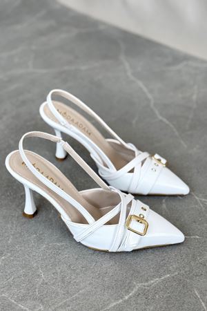Kadın Wille İnce Topuklu Ayakkabı - Beyaz-Rugan