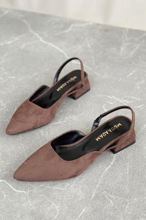 Kadın Monaco Kısa Topuklu Ayakkabı - Kahve-Süet