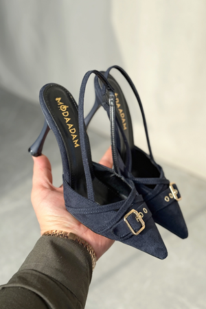 Kadın Wille İnce Topuklu Ayakkabı - Lacivert-Süet