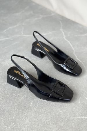 Kadın Monet Kısa Topuklu Ayakkabı - siyah-rugan