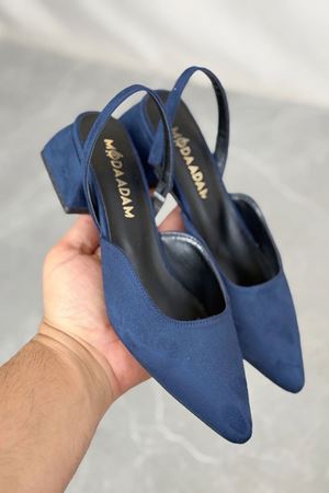 Kadın Monaco Kısa Topuklu Ayakkabı - Lacivert-Süet