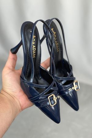 Kadın Wille İnce Topuklu Ayakkabı - Lacivert-Rugan