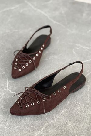 Kadın Tosac Bağcıklı Babet - Kahve-Süet