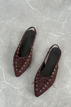 Kadın Tosac Bağcıklı Babet - Kahve-Süet