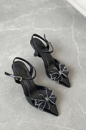 Kadın Godes Papyonlu İnce Topuklu Ayakkabı - siyah-rugan