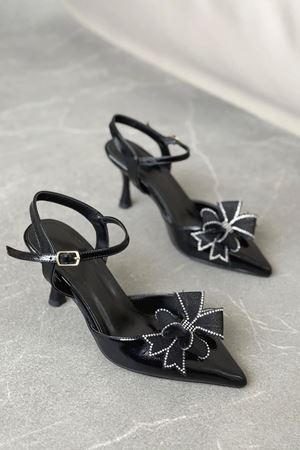 Kadın Godes Papyonlu İnce Topuklu Ayakkabı - siyah-rugan