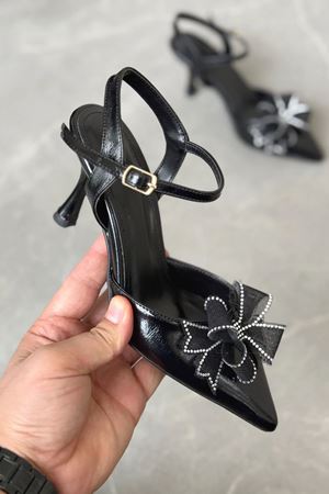 Kadın Godes Papyonlu İnce Topuklu Ayakkabı - siyah-rugan