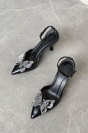 Kadın Torino Tokalı  İnce Topuklu Ayakkabı - siyah-rugan