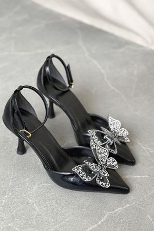 Kadın Torino Tokalı  İnce Topuklu Ayakkabı - siyah-rugan