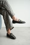 Kadın Pixo Düz Taban Babet - siyah-deri