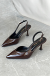 Kadın Eleni İnce Topuklu Ayakkabı - Kahve-Rugan
