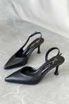 Kadın Eleni İnce Topuklu Ayakkabı - siyah-deri