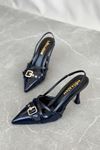 Kadın Wille İnce Topuklu Ayakkabı - Lacivert-Rugan