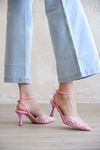 Kadın Beyrut Dantelli Topuklu Ayakkabı - Pembe